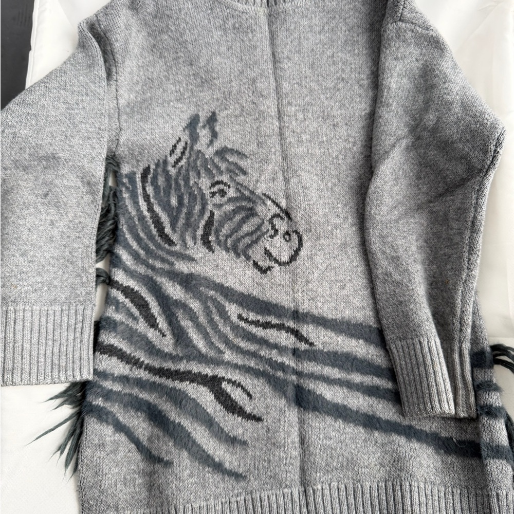 Gray Zebra Knit Kids Dress